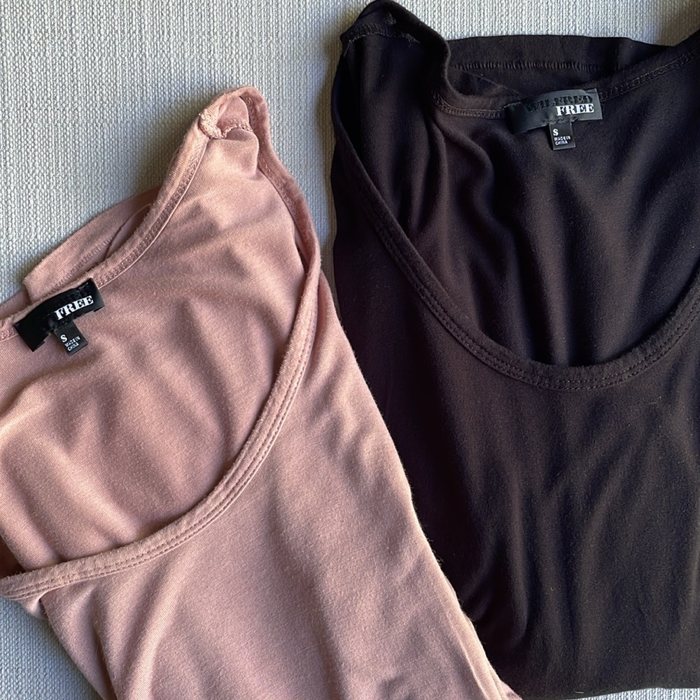 Wilfred Free Aritzia Jessa Long Sleeve Top Tunic Set - Black Pink - size small